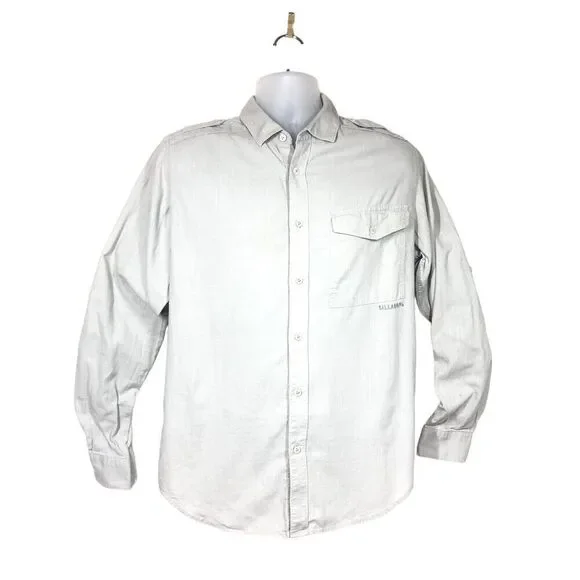 Billabong Shirt Mens M Light Tan Shoulder Tap Long Sleeve Minimalist Vintage - Picture 7 of 13